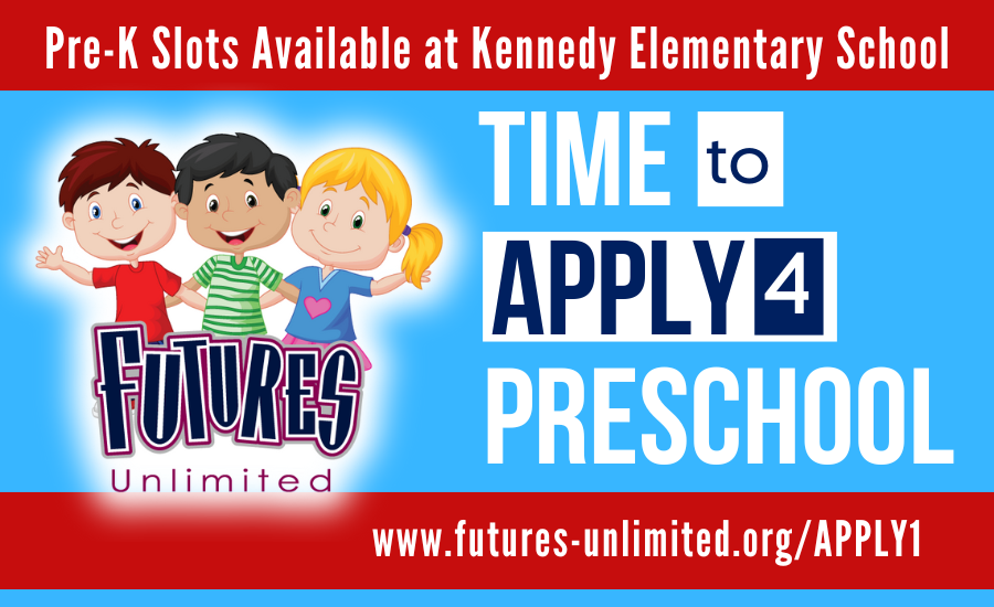 Will your child be 3 years old by August 31, 2024? Half-day, M-F slots are available at Kennedy Elementary School for the 2024-2025 school year.